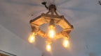 The Geometric Wood Chandelier, Bohemian Rope Lamp, 4-Light Rustic Pendant, Living & Dining Room Lighting