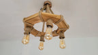 The Geometric Wood Chandelier, Bohemian Rope Lamp, 4-Light Rustic Pendant, Living & Dining Room Lighting