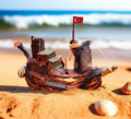 Hali Karnasos Fisherman Vintage Wooden Fishing Boat Driftwood Art Homeartparis production