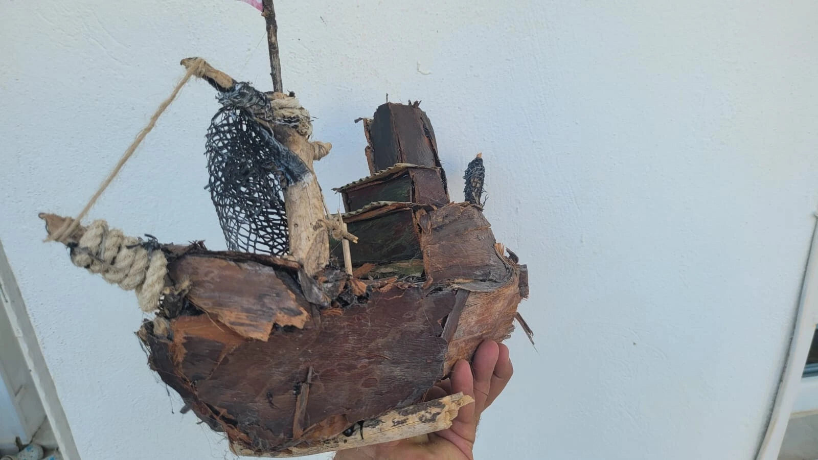Hali Karnasos Fisherman Vintage Wooden Fishing Boat Driftwood Art Homeartparis production