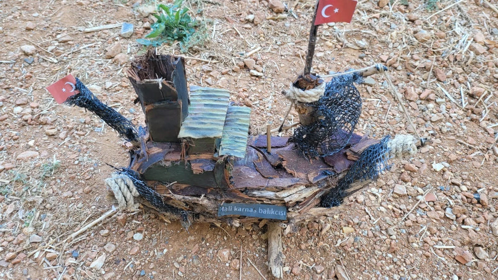 Hali Karnasos Fisherman Vintage Wooden Fishing Boat Driftwood Art Homeartparis production