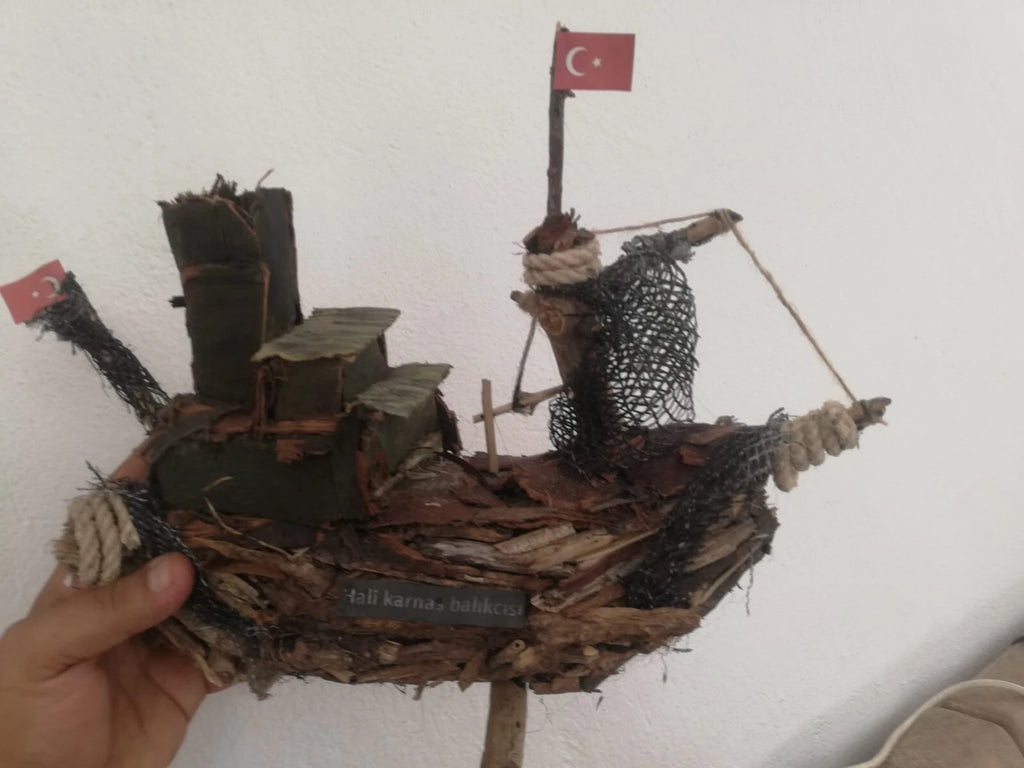 Hali Karnasos Fisherman Vintage Wooden Fishing Boat Driftwood Art Homeartparis production