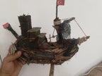 Hali Karnasos Fisherman Vintage Wooden Fishing Boat Driftwood Art Homeartparis production