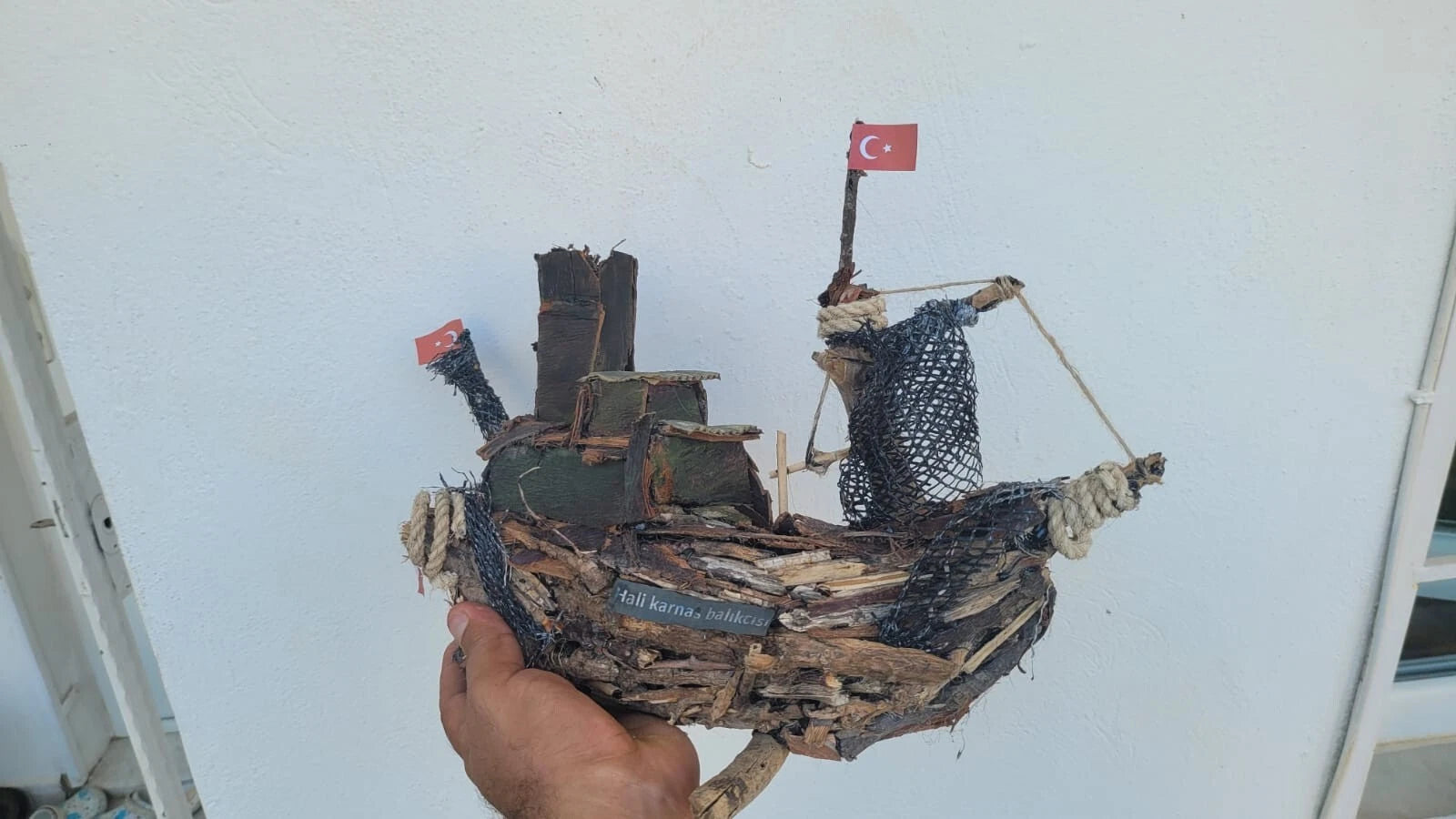 Hali Karnasos Fisherman Vintage Wooden Fishing Boat Driftwood Art Homeartparis production