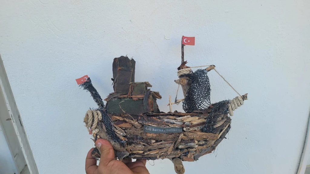 Hali Karnasos Fisherman Vintage Wooden Fishing Boat Driftwood Art Homeartparis production