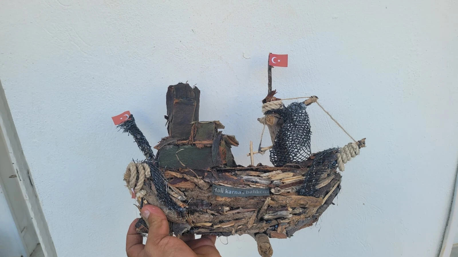 Hali Karnasos Fisherman Vintage Wooden Fishing Boat Driftwood Art Homeartparis production