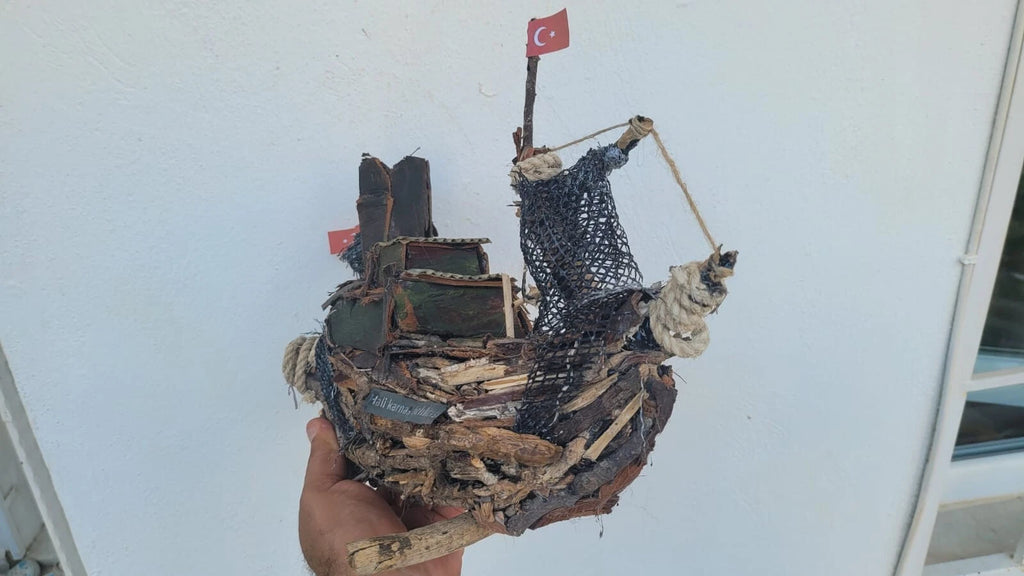 Hali Karnasos Fisherman Vintage Wooden Fishing Boat Driftwood Art Homeartparis production