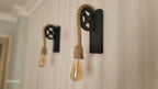 Home Art Paris - Rustic Pulley Wall Sconce, Wood and Rope Wall Lamp, Industrial Hallway & Daybedroom Lighting