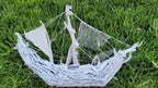 The Vintage Large Wood Pirate Ship Heaven's Ship Driftwood Collection White Model Boat Homeartparis production