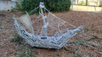The Vintage Large Wood Pirate Ship Heaven's Ship Driftwood Collection White Model Boat Homeartparis production