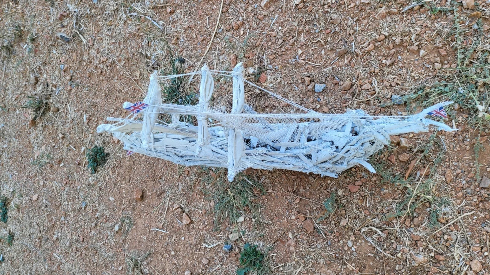 The Vintage Large Wood Pirate Ship Heaven's Ship Driftwood Collection White Model Boat Homeartparis production