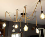 homeartparis - Industrial Rope Spider Chandelier (3/6/8/10 Arms), Choose Socket Style, Custom Length Modern Farmhouse Light for Cafe Office