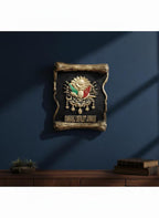 Homeartparis production Ottoman Coat of Arms Scroll Wall Plaque,5cm Tughra Emblem, Historical Parchment Style Decor, Turkis