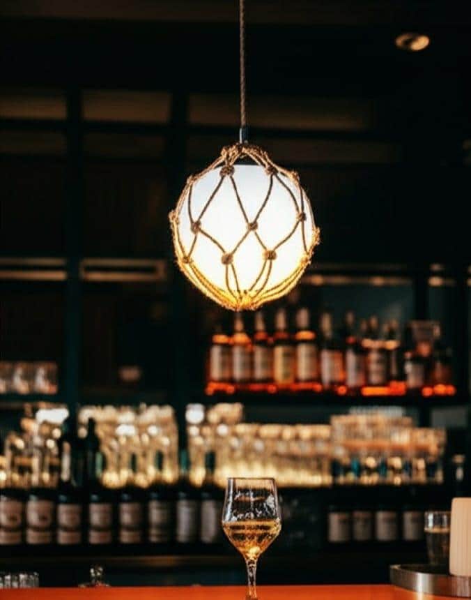 Nautical Rope Pendant Light, Glass Globe Fixture, Coastal -  Beach House Decor, Woven Boho Bar & Kitchen Light