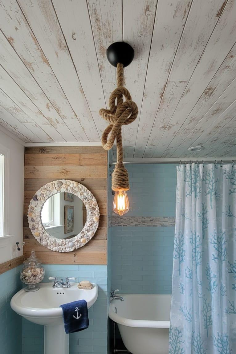 homeartparis Nautical Rope Bathroom Light, Coastal Vanity Pendant, (1m-10m), Rustic Jute Lamp, Beach House Decor
