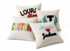 Homeartparis Custom Punch Needle Name Pillow - Personalized Monogram Initial Cushion by Seval Özsoy - Unique Linen Decor Gift - Available as Cover or with Insert