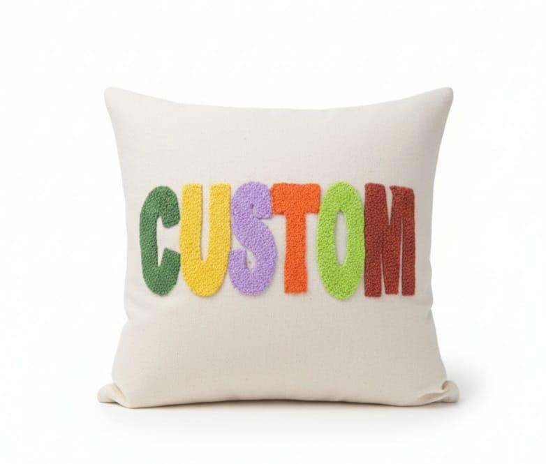 homeartparis desing Custom Text Punch Needle Pillow, Choose Your Colors, Personalized Word Cushion Cover, Fun Home Decor Gift by SevalDesing