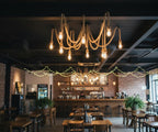 Spider Rope Chandelier, 10 ARM 130CM Made to Order Lighting, Personalized Rustic Pendant, Handmade Jute Lamp, Unique Farmhouse Kitchen Light