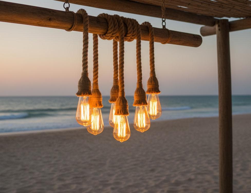 The homeartparis Rustic Wood Chandelier, Industrial Beam Light, 6-Rope Arm Fixture, Farmhouse Kitchen & Bar Lighting