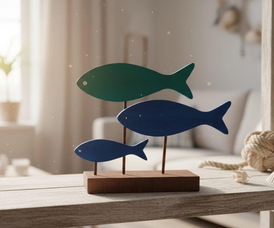 Wooden Fish Family Decor Coastal Nautical Ornament Homeartparis production