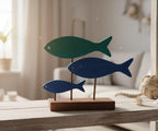 Wooden Fish Family Decor Coastal Nautical Ornament Homeartparis production