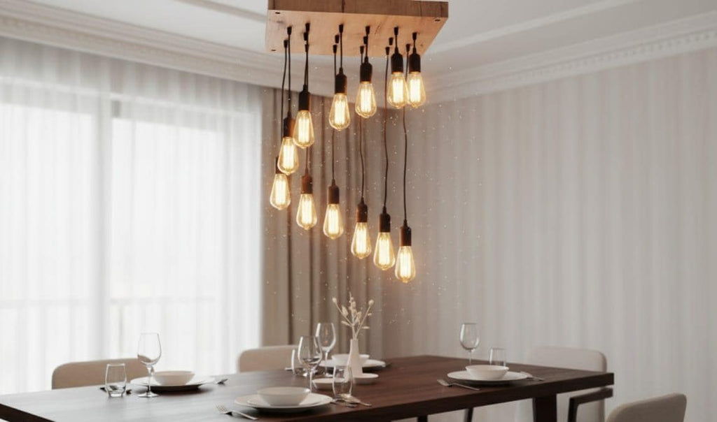 Waterfall Wood Chandelier, Stairwell Lighting Fixture, 12-Light Rustic Lamp, High Ceiling & Kitchen Island Pendant chandelier