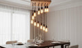 Waterfall Wood Chandelier, Stairwell Lighting Fixture, 12-Light Rustic Lamp, High Ceiling & Kitchen Island Pendant chandelier