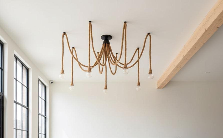 Rustic Rope Spider Chandelier Custom Length Multi Pendant Light Homeartparis production
