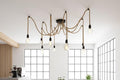 homeartparis - Industrial Rope Spider Chandelier (3/6/8/10 Arms), Choose Socket Style, Custom Length Modern Farmhouse Light for Cafe Office