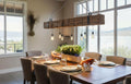 Rustic Wood Beam Chandelier, 8-Light Farmhouse Dining Light, Cabin Lodge Industrial Fixture