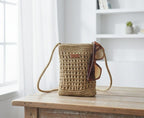 Minimalist Straw Crossbody Bag - Handmade Woven Raffia Style Purse by Seval Özsoy - Natural Boho Summer Bag - Unique Artisan Gift for Her
