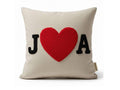 Homeartparis Initials Heart Pillow - Personalized Couple Gift by Seval Özsoy - Custom Punch Needle Wedding & Anniversary Keepsake - Linen Love Decor