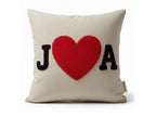 Homeartparis Initials Heart Pillow - Personalized Couple Gift by Seval Özsoy - Custom Punch Needle Wedding & Anniversary Keepsake - Linen Love Decor