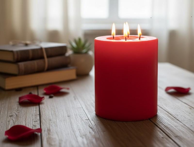 Customizable size red Pillar Candle Handmade Table Centerpiece Homeartparis production