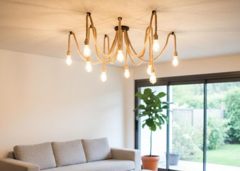 10 Arm Spider Rope Chandelier Rustic Multi Pendant Farmhouse Lighting Homeartparis production