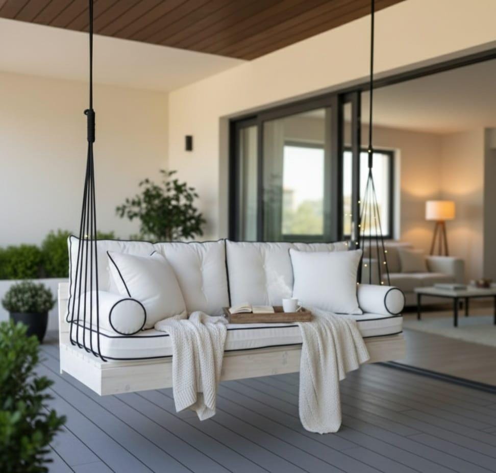 Home art paris desing Custom porch swing sofa, patio garden swing bed, Hanging Sofa Design Your Own Porch Swing Modern Patio Lounger Homeartparis production