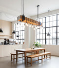 The homeartparis - Large 160cm Wood Beam Chandelier, 15-Light Industrial Statement Fixture, Rustic Restaurant Cafe Bar Lighting
