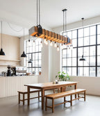 The homeartparis - Large 160cm Wood Beam Chandelier, 15-Light Industrial Statement Fixture, Rustic Restaurant Cafe Bar Lighting
