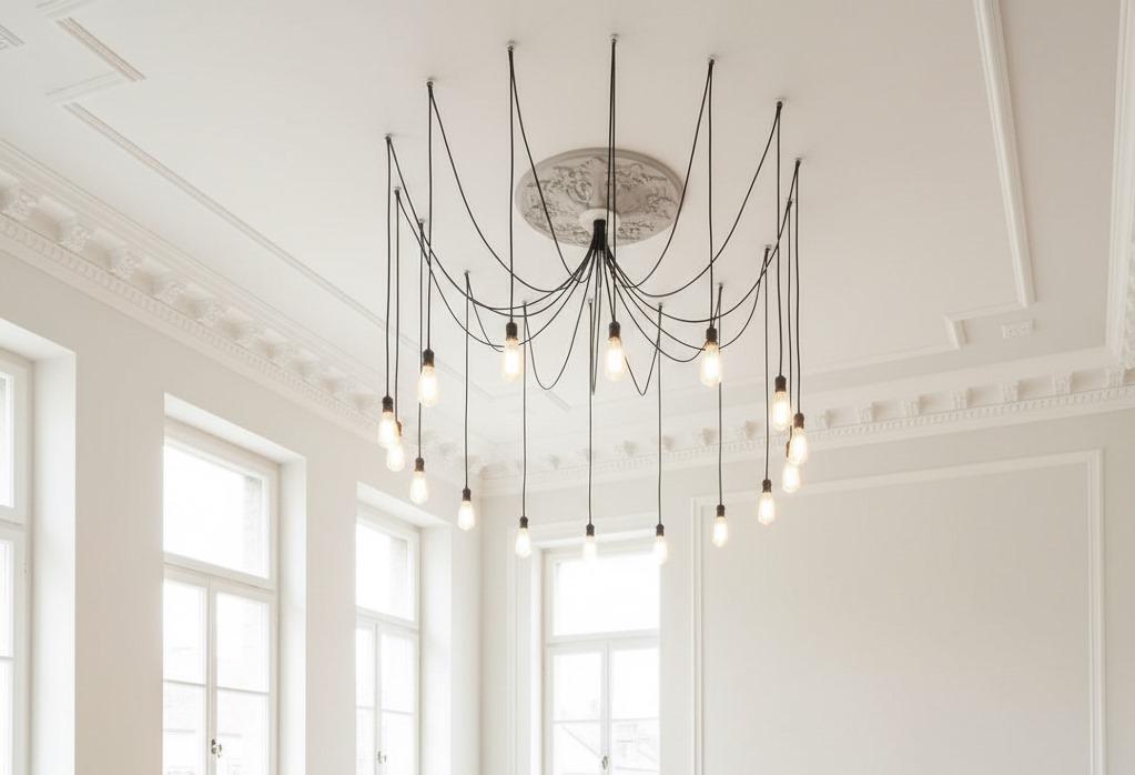 homeartparis - Elegant Spider Chandelier (Custom 6-40+ Lights), Modern Dining Room Lighting, High Ceiling Multi Pendant Fixture