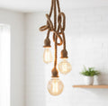 Knot Rope Chandelier (3-10 Arms), Custom Length (50-350cm), Rustic Farmhouse Multi Pendant Light for Cafe Bar