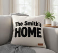 homeartparis Personalized Family Name Pillow, Punch Needle Throw Pillow, Custom Housewarming Gift, 16x16 Handmade Linen Cover, Home Decor, Last Name Pill