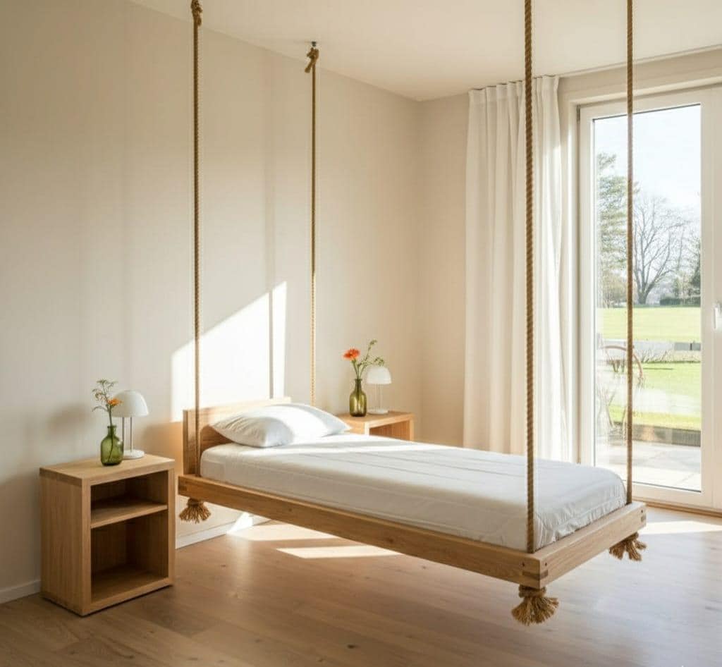 Hanging Daybed Swing Set | Includes Cushion & Pillow, 70x190 cm Porch Swing, Modular Joinable Design, Floating Sofa