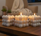 homeartparis Set of 3 Shining Gilded Bubble Candles Aesthetic Cube Candle Pack Homeartparis production