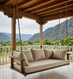 Mountain Lodge Porch Swing - Rustic Hanging Sofa & Cabin Style Pine Wood Lounge