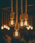 homeartparis Customizable Rope Pendant Light - UL & CE Certified - Handmade Rustic Hemp Rope Chandelier - Industrial Edison Hanging Lamp - 90V-110V-120V-