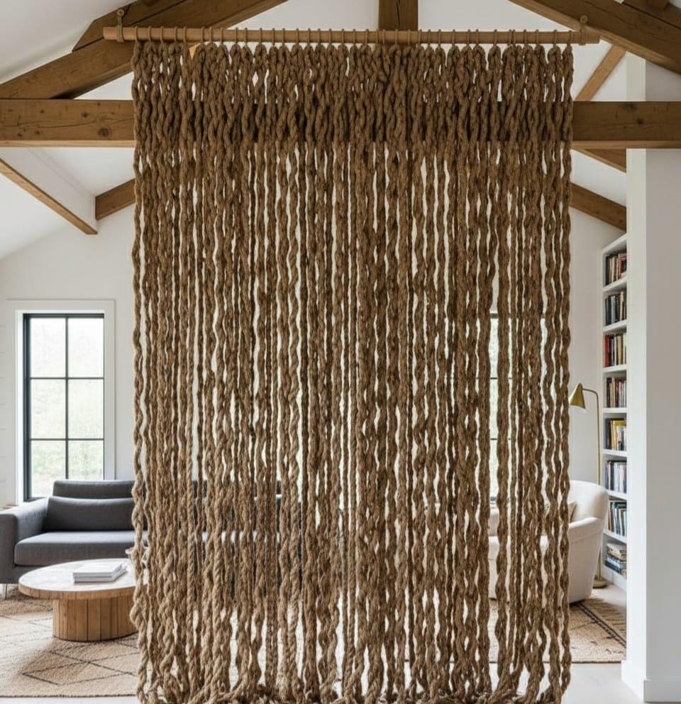 Jute Rope Partition Wall Hanging Boho Macrame Room Divider Homeartparis production