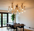 10 Arm Rope Spider Chandelier, Industrial Pendant Light, Rustic Ceiling Fixture, Jute Rope Swag Lamp, 150cm Arms, Custom Order Available