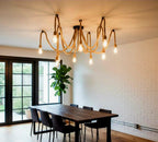 10 Arm Rope Spider Chandelier, Industrial Pendant Light, Rustic Ceiling Fixture, Jute Rope Swag Lamp, 150cm Arms, Custom Order Available