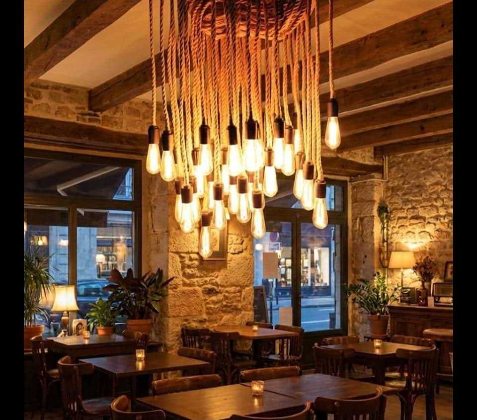 Rope Chandelier Custom Length Rustic Pendant Light Jute Rope Lamp Industrial Cafe Restaurant Lighting UL CE Certified Sevo Design