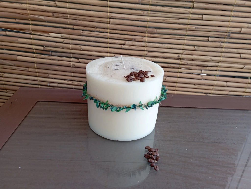 custom Large Coffee Bean Decorated Cylinder Pillar Candle 3.5kg Homeartparis production